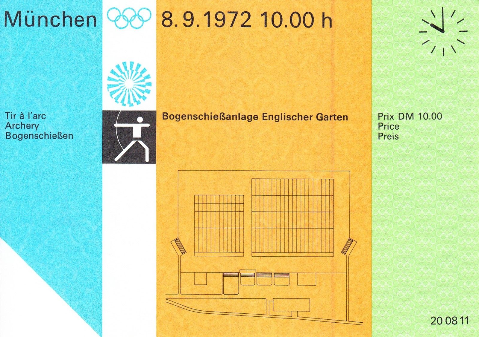 Ticket - 20 08 11 - Bogenschie�en - 08.09.1972, 10.00 h